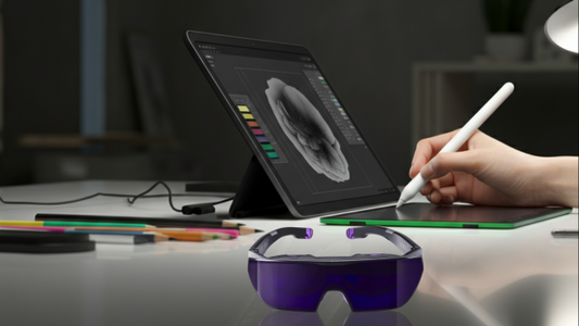 Creating digital art with Sentinel XR Glasses on the table