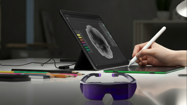 Creating digital art with Sentinel XR Glasses on the table