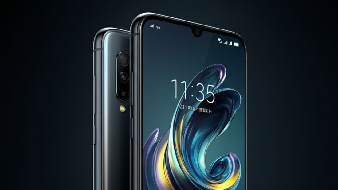 Two android phone in minimalistic background