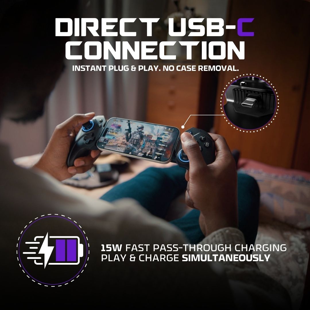 ELO Vagabond USB-C Gamepad for iPhone 15+, iPad Mini & Android | Hall Effect Joystick | Apple MFi Certified | Cloud Gaming & Remote Play