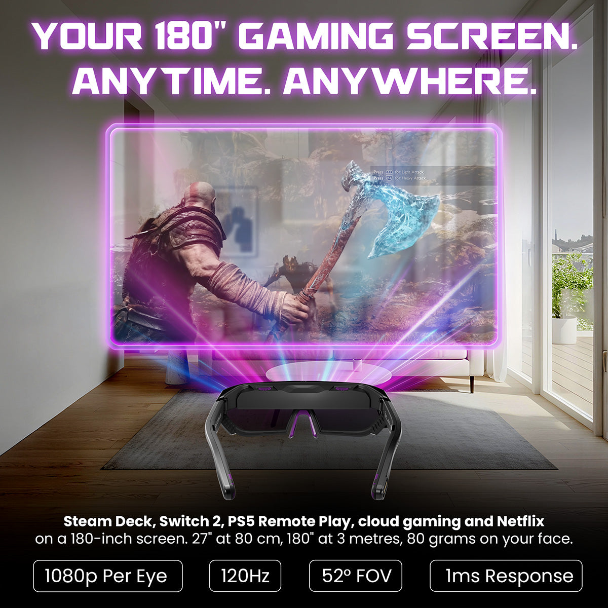 ELO Sentinel XR Smart Gaming Glasses - Portable 120Hz FHD Immersive Video Eyewear