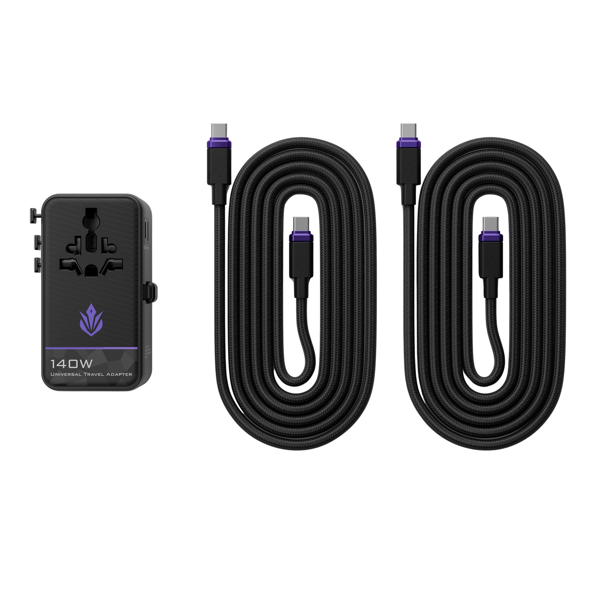 Traveler Loadout All One Universal International Travel Power Plug Adapter & High Speed USB4 Fast Charging Cables