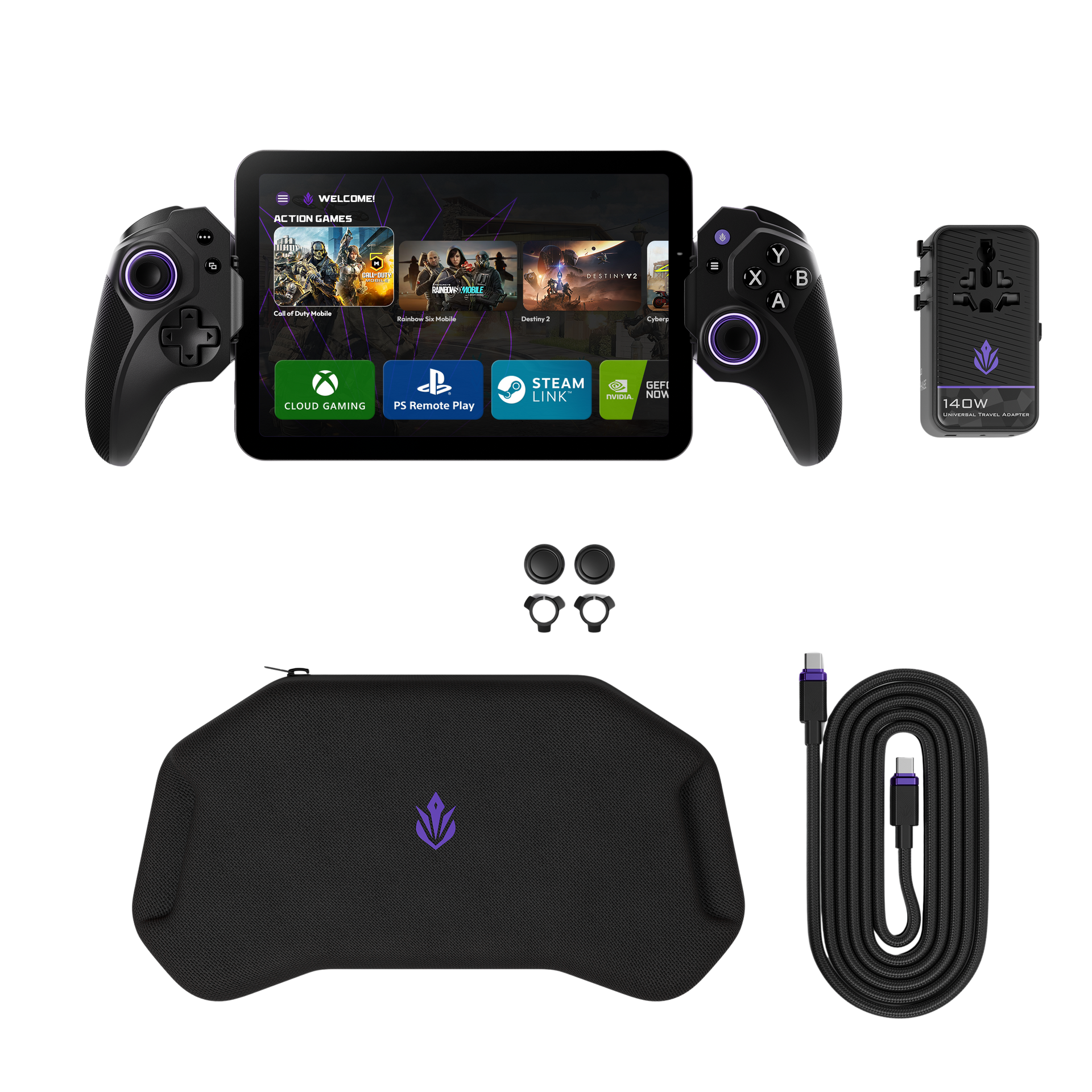 Ultimate Loadout Mobile Gaming Bundle MFi Certified Controller Hall Effect Joysticks USB4 Cable Hardshell Case & 140W GaN Charger