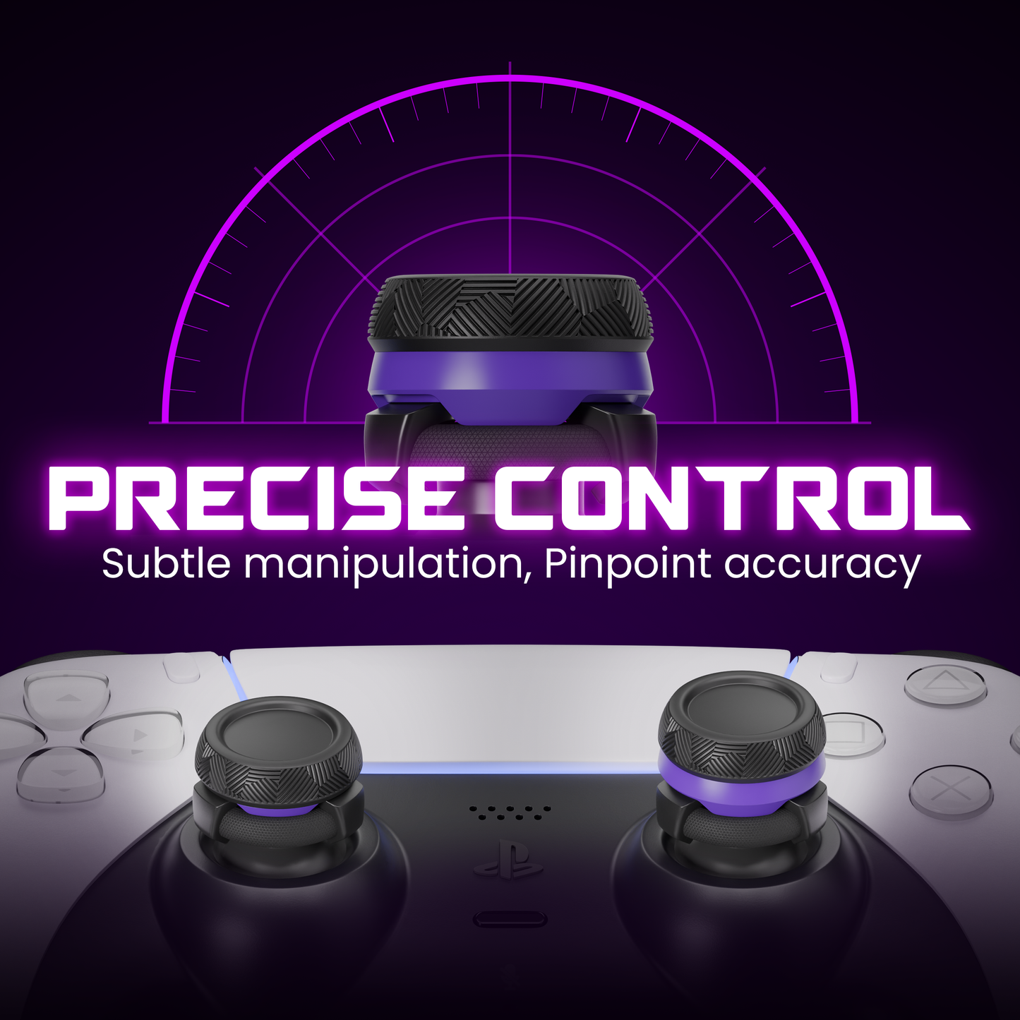 ELO Ascend Pro thumbstick on PS5 DualSense controller — precise control, subtle manipulation, pinpoint accuracy