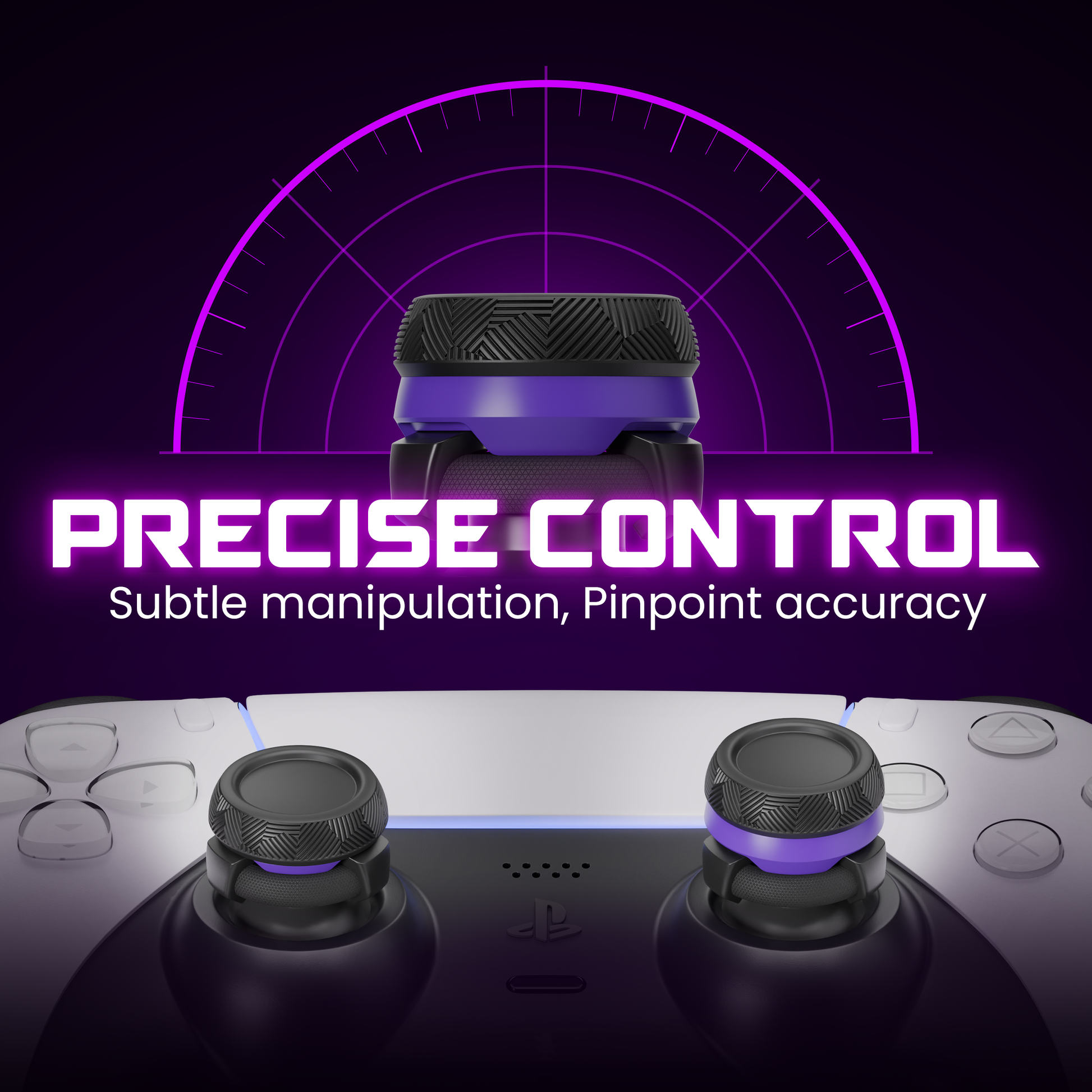 ELO Ascend Pro thumbstick on PS5 DualSense controller — precise control, subtle manipulation, pinpoint accuracy